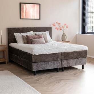 Dekbed Discounter 2-Persoons Leegverkoop: Boxspring Julia Animal Fur - 180x200 Cm - Taupe 180x200 Cm - Pocketvering - Inclusief Topper - Dekbed-Discounter.nl