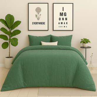 Dekbed Discounter Dekbedovertrek Stonewashed - Groen Outlet 240x200 Cm Dekbed Discounter - Dekbed-Discounter.nl