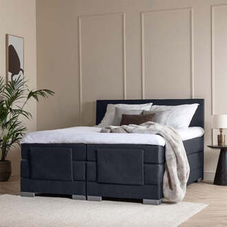 Dekbed Discounter Elektrisch Verstelbare 1-Persoons Elektrische Boxspring Julia - Navy - Blauw 90x200 Cm - Pocketvering - Inclusief Topper - Dekbed-Discounter.nl - 90 x 200 cm