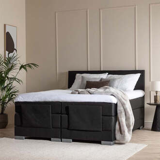Dekbed Discounter Elektrisch Verstelbare 1-Persoons Elektrische Boxspring Julia - Zwart - Zwart 90x210 Cm - Pocketvering - Inclusief Topper - Dekbed-Discounter.nl - 90 x 210 cm
