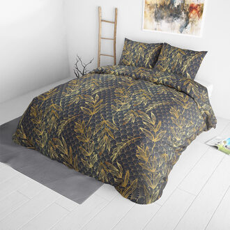 Dekbed Discounter - Lits-jumeaux Dekbedovertrek Golden Leaf 240x220 cm - Polycotton - Dekbedovertrek met 2 kussenslopen