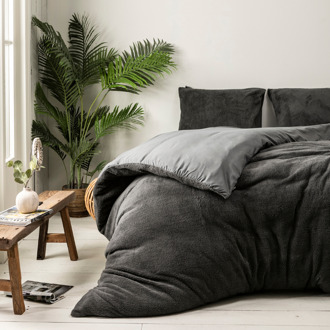 Dekbed Discounter Teddy Dekbedovertrek + Hoeslaken - Antraciet - Dekbed-Discounter.nl