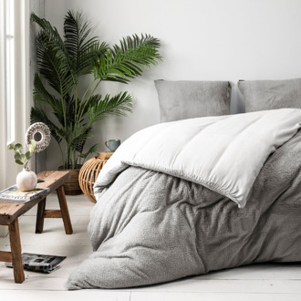Dekbed Discounter Teddy Dekbedovertrek + Hoeslaken - Lichtgrijs - Dekbed-Discounter.nl