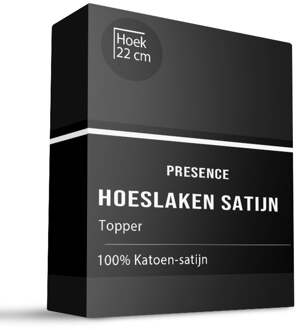 Dekbed Discounter Topper Hoeslaken - Katoen Satijn - Zwart - 140x200cm - Zwart - Dekbed Discounter - Dekbed-Discounter.nl - 140 x 200 cm