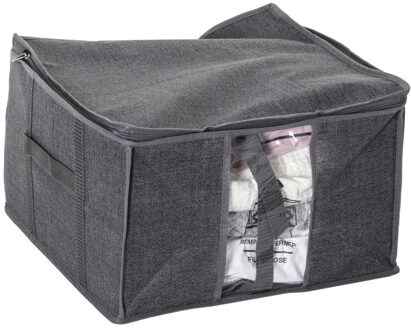 Dekbed/kussen opberghoes antraciet grijs met vacuumzak 40 x 40 x 25 cm - Opberghoezen