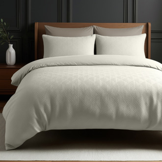 Dekbedovertrek 3D Embossed - Milano - Crème - Lits-Jumeaux (240x220 Cm) - Crème Microvezel - Abstract & Effen - Sleeptime Elegance - Dekbed-Discounter.nl - 240 x 200/220 cm