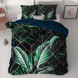 Dekbedovertrek Arisha - Tweepersoons (200x200 Cm) - Zwart Microvezel - Natuur - Manilla - Dekbed-Discounter.nl