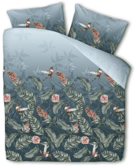 Dekbedovertrek Birdy Bowi - Lits-Jumeaux (240x220 Cm) - Blauw & Meerkleurig Polyester-katoen - Natuur - Fresh And Co - Dekbed-Discounter.nl Blauw,Meerkleurig - 240 x 200/220 cm