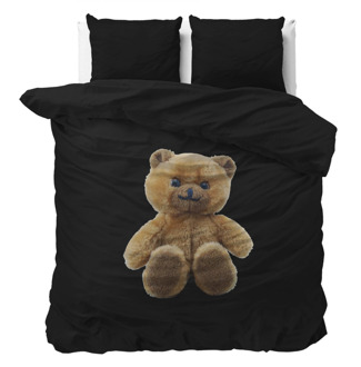 Dekbedovertrek Brave Teddy - Eenpersoons (140x200 Cm) - Zwart Microvezel - Dieren - Sleeptime Essentials - Dekbed-Discounter.nl