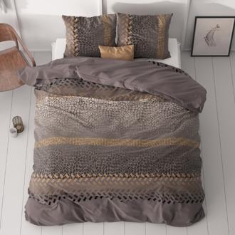 Dekbedovertrek - Brownie Leopard - Eenpersoons (140x200 Cm) - Wit Microvezel - - Sleeptime Classy - Dekbed-Discounter.nl