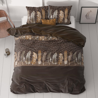 Dekbedovertrek - Chocolate Feathers - Eenpersoons (140x200 Cm) - Wit Microvezel - - Sleeptime Classy - Dekbed-Discounter.nl