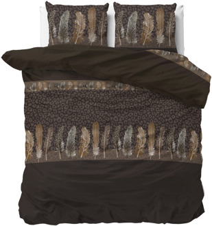 Dekbedovertrek - Chocolate Feathers - Lits-Jumeaux (240x220 Cm) - Wit Microvezel - - Sleeptime Classy - Dekbed-Discounter.nl