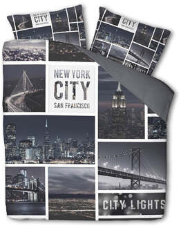 Dekbedovertrek City Lights - Eenpersoons (140x200 Cm) - Meerkleurig Polyester-katoen - Landschap - Fresh And Co - Dekbed-Discounter.nl - 140 x 200/220 cm