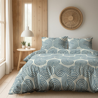 Dekbedovertrek Curvy Lines - Tweepersoons (200x200 Cm) - Meerkleurig Microvezel - - Fresh And Co - Dekbed-Discounter.nl