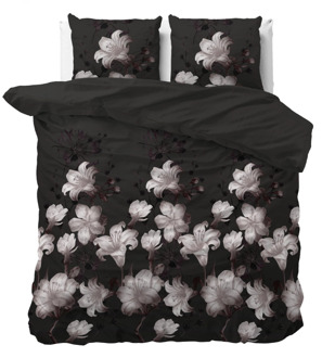Dekbedovertrek Dark Flower - Eenpersoons (140x200 Cm) - Zwart Polyester-katoen - Bloemen - Sleeptime Elegance - Dekbed-Discounter.nl - 140 x 200/220 cm