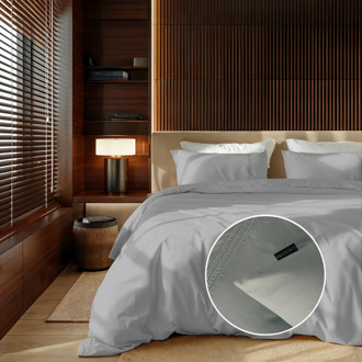Dekbedovertrek Egyptisch Katoen - Uni - Grijs - Tweepersoons (200x240 Cm) - Grijs Egyptisch Katoen Katoen - Hotel Luxe - Presence - Dekbed-Discounter.nl