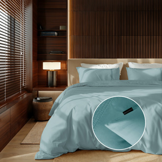 Dekbedovertrek Egyptisch Katoen - Uni - Jade - Lits-Jumeaux (240x240 Cm) - Groen Egyptisch Katoen Katoen - Effen - Presence - Dekbed-Discounter.nl - 240 x 240/260 cm