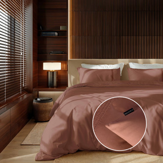 Dekbedovertrek Egyptisch Katoen - Uni - Koraal - Lits-Jumeaux (240x240 Cm) - Rood Egyptisch Katoen Katoen - Hotel Luxe - Presence - Dekbed-Discounter.nl - 240 x 240/260 cm