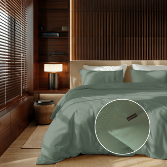 Dekbedovertrek Egyptisch Katoen - Uni - Truffel - Lits-Jumeaux (240x240 Cm) - Groen Egyptisch Katoen Katoen - Hotel Luxe - Presence - Dekbed-Discounter.nl - 240 x 240/260 cm