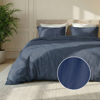 Dekbedovertrek Embossed Geometric - Blauw - Lits-Jumeaux (240x220 Cm) - Blauw Microvezel - Effen - Zydante - Dekbed-Discounter.nl - 240 x 200/220 cm