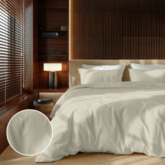 Dekbedovertrek Embossed Geometric - Tweepersoons (200x200 Cm) - Champagne Microvezel - Effen - Zydante - Dekbed-Discounter.nl