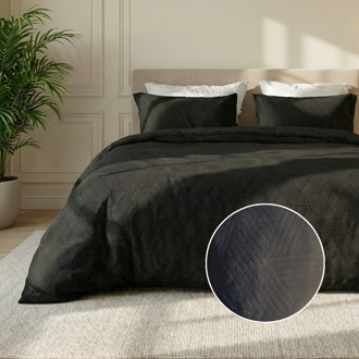 Dekbedovertrek Embossed Geometric - Zwart - Lits-Jumeaux (240x220 Cm) - Zwart Microvezel - Effen - Zydante - Dekbed-Discounter.nl - 240 x 200/220 cm