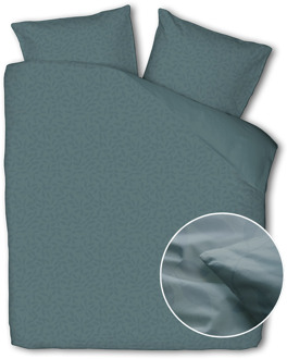 Dekbedovertrek Embossed Leafs - Donkergroen - Lits-Jumeaux (240x220 Cm) - Groen Microvezel - Natuur & Bloemen - Luna Bedding - Dekbed-Discounter.nl - 240 x 200/220 cm