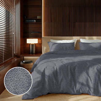 Dekbedovertrek Embossed Panther - Lits-Jumeaux (240x220 Cm) - Antraciet Microvezel - Effen - Zydante - Dekbed-Discounter.nl - 240 x 200/220 cm