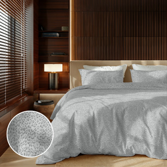 Dekbedovertrek Embossed Panther - Tweepersoons (200x200 Cm) - Grijs Microvezel - Effen - Zydante - Dekbed-Discounter.nl - 200 x 200/220 cm