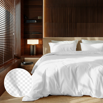Dekbedovertrek Embossed Squares - Wit - 240x200 Cm - Lits-Jumeaux (240x220 Cm) - Wit Microvezel - Effen - Zydante - Dekbed-Discounter.nl - 240 x 200/220 cm