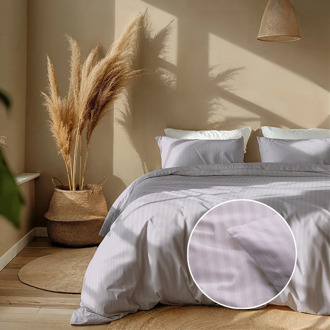 Dekbedovertrek Embossed Stripes - Lavendel - Tweepersoons (200x200 Cm) - Paars Microvezel - Effen & Strepen - Luna Bedding - Dekbed-Discounter.nl