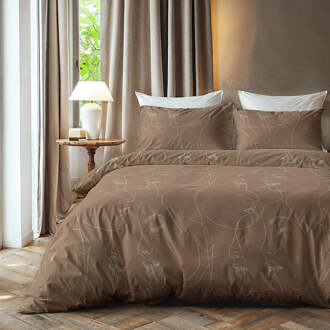 Dekbedovertrek Faces - Lits-Jumeaux (240x220 Cm) - Bruin Microvezel - Patroon - Zydante - Dekbed-Discounter.nl - 240 x 200/220 cm
