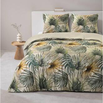 Dekbedovertrek Fenna - Zand/groen 240x220 Cm - Polyester - Beige