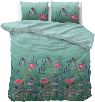 Dekbedovertrek - Flower Birds - Lits-Jumeaux (240x220 Cm) - Wit Microvezel - - Sleeptime Classy - Dekbed-Discounter.nl