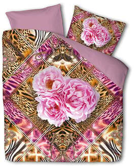 Dekbedovertrek Flower Fantasy Dekbedovertrek - Tweepersoons (200x220 cm) - & Roze Microvezel Katoen - Dessin: Bloemen - Fresh & Co