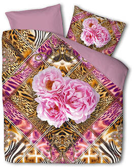 Dekbedovertrek Flower Fantasy - Tweepersoons (200x200 Cm) - Roze & Meerkleurig Polyester-katoen - Bloemen - Fresh And Co - Dekbed-Discounter.nl Roze,Meerkleurig - 200 x 200/220 cm