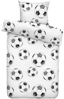 Dekbedovertrek Frenkie - Wit/zwart - 140x200 Cm - Polyester - Zwart#Wit