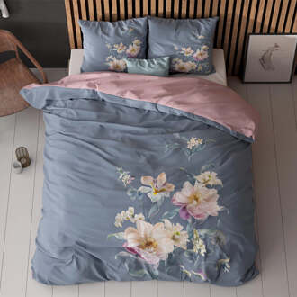 Dekbedovertrek Gigi - Blauw - Lits-Jumeaux (240x220 Cm) - Blauw Microvezel - Bloemen - Sleeptime Essentials - Dekbed-Discounter.nl