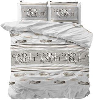 Dekbedovertrek Good Night - Eenpersoons (140x200 Cm) - Wit Polyester-katoen - Tekst - Sleeptime Elegance - Dekbed-Discounter.nl