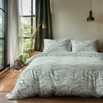 Dekbedovertrek Green Waves - Tweepersoons (200x200 Cm) - Groen Microvezel - Natuur - Zydante - Dekbed-Discounter.nl - 200 x 200/220 cm