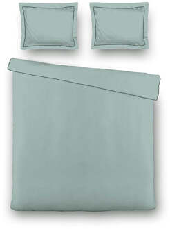 Dekbedovertrek Hotel Piping - Lits-Jumeaux (240x220 cm) - Groen Microvezel - Dessin: Effen - Luna Bedding - Dekbed-Discounter.nl