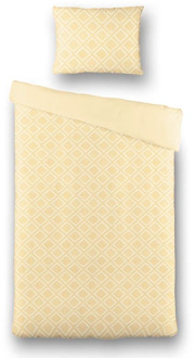 Dekbedovertrek Ibiza Saar - Geel - Eenpersoons (140x200 Cm) - Geel Microvezel - Ruiten - Fresh And Co - Dekbed-Discounter.nl