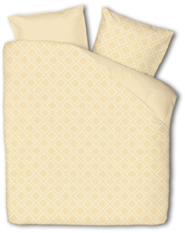 Dekbedovertrek Ibiza Saar - Geel - Tweepersoons (200x200 Cm) - Geel Microvezel - Ruiten - Fresh And Co - Dekbed-Discounter.nl