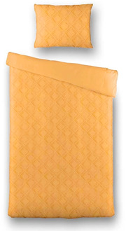 Dekbedovertrek Ibiza Suus - Sunset Peach - Eenpersoons (140x200 Cm) - Oranje Microvezel - Ruiten - Fresh And Co - Dekbed-Discounter.nl - 140 x 200/220 cm