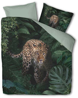 Dekbedovertrek Jungle Cheetah - Eenpersoons (140x200 Cm) - Roze & Groen Polyester-katoen - Dieren - Luna Bedding - Dekbed-Discounter.nl