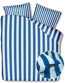 Dekbedovertrek Katoen - Annefleur - Kobalt - Lits-Jumeaux (240x220 Cm) - Wit & Blauw Katoen - Strepen - Fresh And Co - Dekbed-Discounter.nl