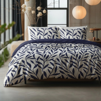 Dekbedovertrek Katoen - Blue Willow - Eenpersoons (140x200 Cm) - Katoen - - Sleeptime Pure - Dekbed-Discounter.nl - 140 x 200/220 cm