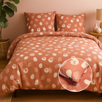 Dekbedovertrek Katoen-Flanel - Tess - Eenpersoons (140x200 Cm) - Rood Flanel Katoen - Stippen - Presence - Dekbed-Discounter.nl - 140 x 200/220 cm
