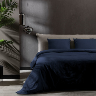 Dekbedovertrek Katoen Flanel - Uni - Navy - Lits-Jumeaux (240x220 Cm) - Navy Flanel - Effen - Fresh And Co - Dekbed-Discounter.nl