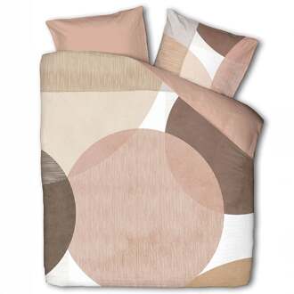 Dekbedovertrek Katoen - Freja Terra - Eenpersoons (140x200 Cm) - Roze & Meerkleurig & Wit Katoen - Abstract - Basalt - Dekbed-Discounter.nl